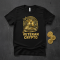 Black t-shirt with gold Bitcoin logo and patriotic military design