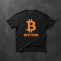 Black Bitcoin crypto t-shirt with orange BTC logo