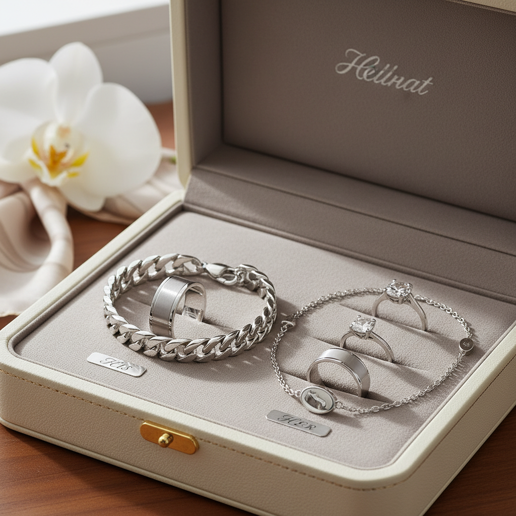White Gold Couples Gift Set